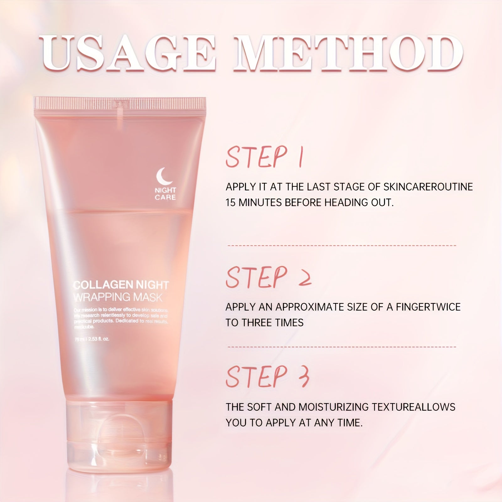 Máscara facial nocturna unisex con ácido hialurónico, colágeno y libre de parabenos, hidratante