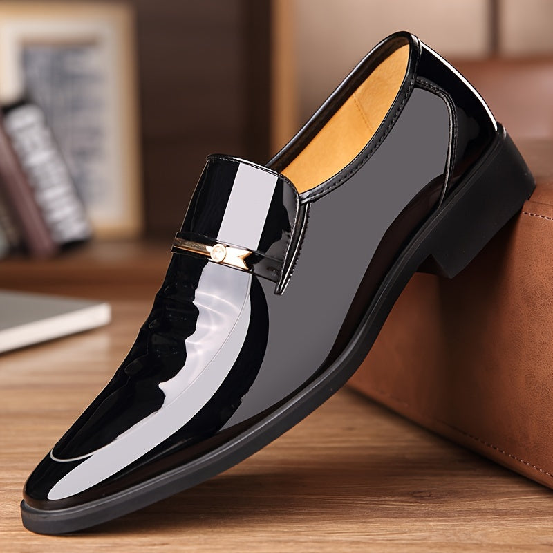 Zapatos de vestir de punta para hombre talla grande con suela de goma, slip-on, para oficina y negocios