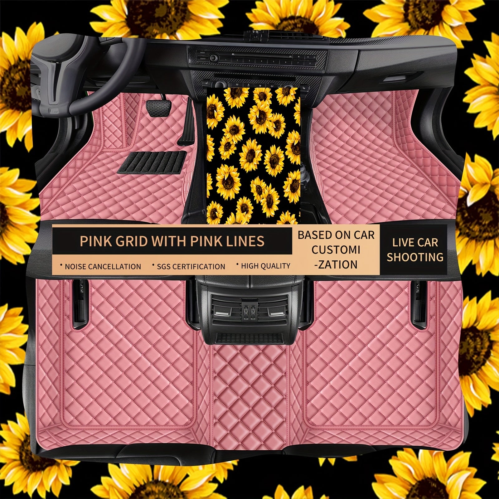 Alfombrillas de suelo de imitación cuero para coche SUV duraderas y fáciles de limpiar patrón a cuadros