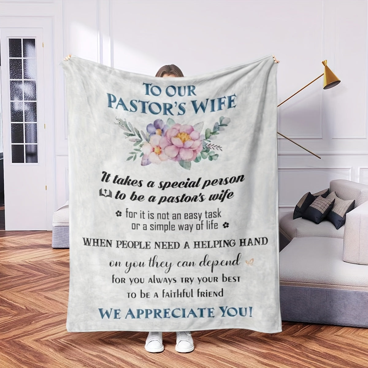 Pastor's Wife Appreciation Blanket Flannel Fleece Christian Religious Gift 127x152cm