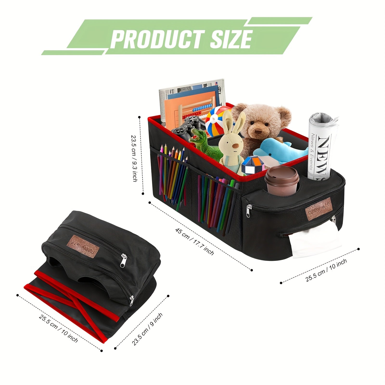 Backseat Car Organizer with Storage Compartments and Cup Holders