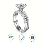 Sterling Silver 1ct Moissanite Square Stacking Ring for Women Engagement Proposal Wedding