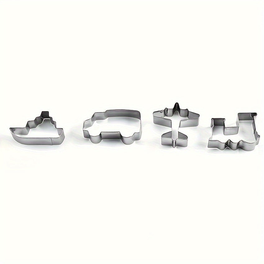 Set of 4 Transportation Vehicle Cookie Cutters for Baking Cookies and Pastries