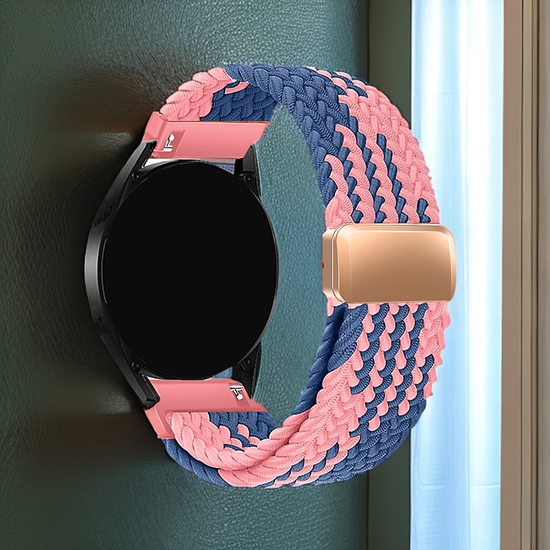 Polyamide Elastic Woven Smartwatch Band with Magnetic Clasp 18mm 20mm 22mm Compatible with Samsung Huawei Xiaomi