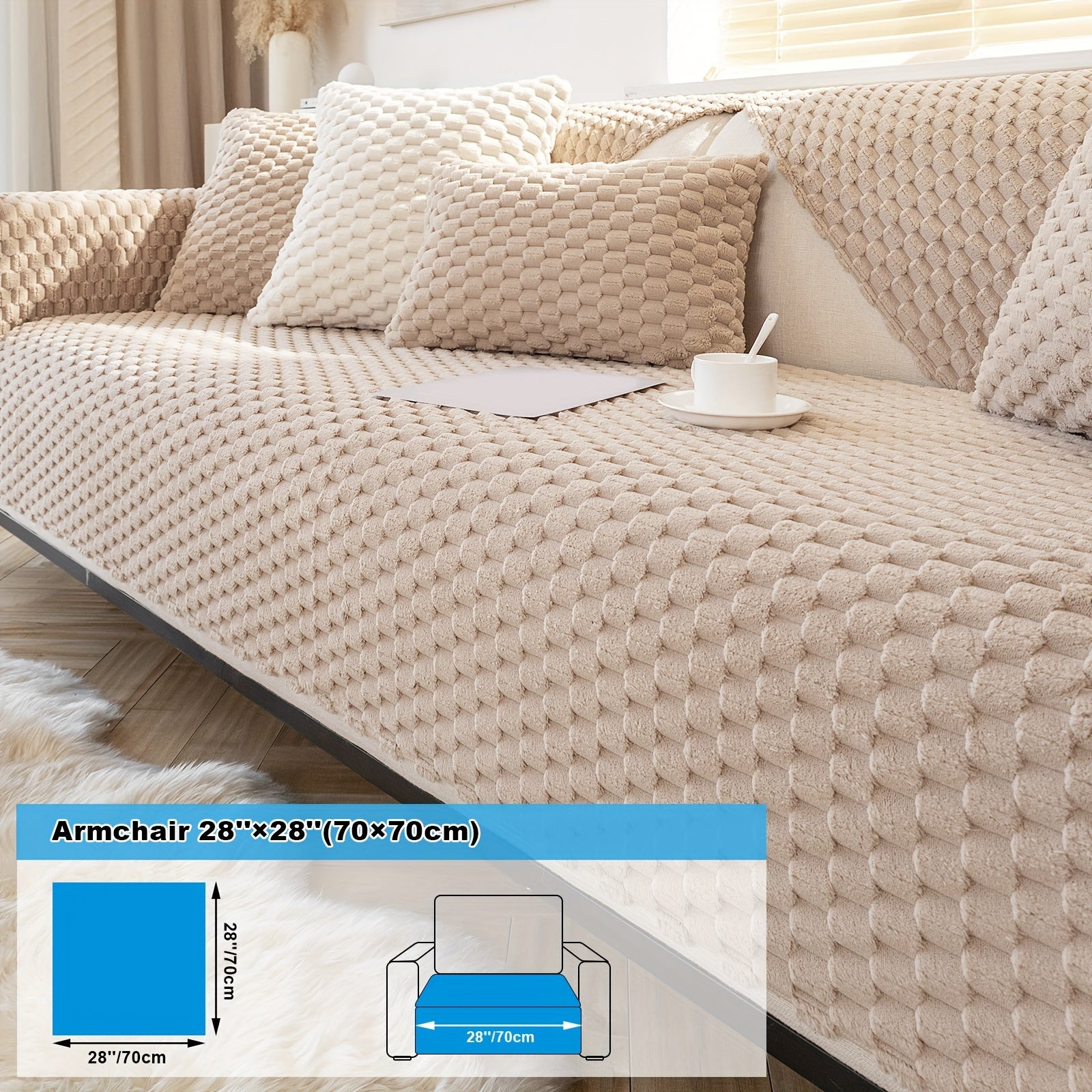 Velvet Sofa Cover Non-Slip Pet-Friendly Thick Furniture Slipcover for Armchairs and Sectionals