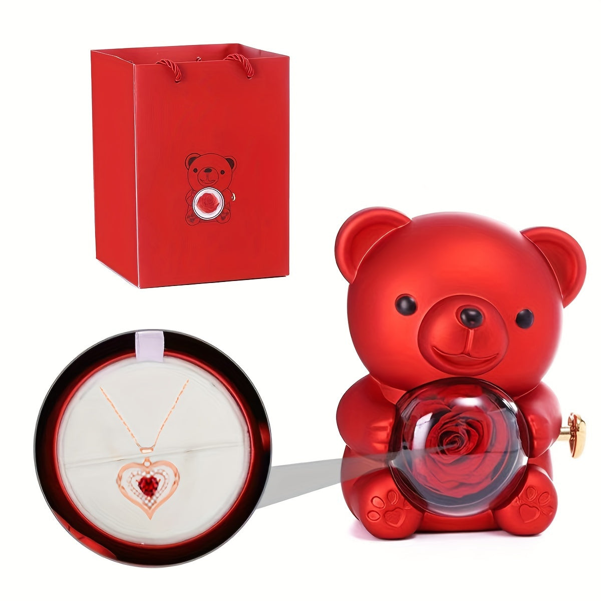 Abadiy sevgi sovg'asini bering, bizning Ikki Yurakli Olmos Pendanti bilan to'ldirilgan Rose Gift Box - Ona, Xotin, Qiz, Do'st uchun ideal zargarlik. Rojdestvo, Sevishganlar kuni, Yubileylar, Onalar kuni, Tug'ilgan kunlar, To'ylar va uchun mukammal.