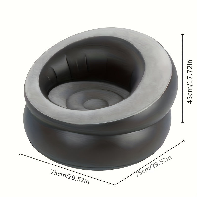 Надувной диван с флокированной отделкой - выпуск 2023 года: портативное, удобное в хранении кресло для отдыха и развлечений на открытом воздухе, идеально подходит для ленивых дней, в комплект входит табурет.