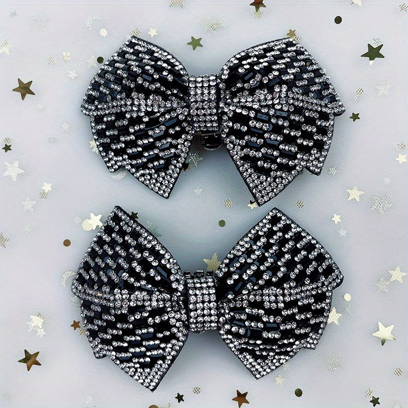 2pcs Black Polyester Bowknot Shoe Charms Removable Butterfly Knot Decorations