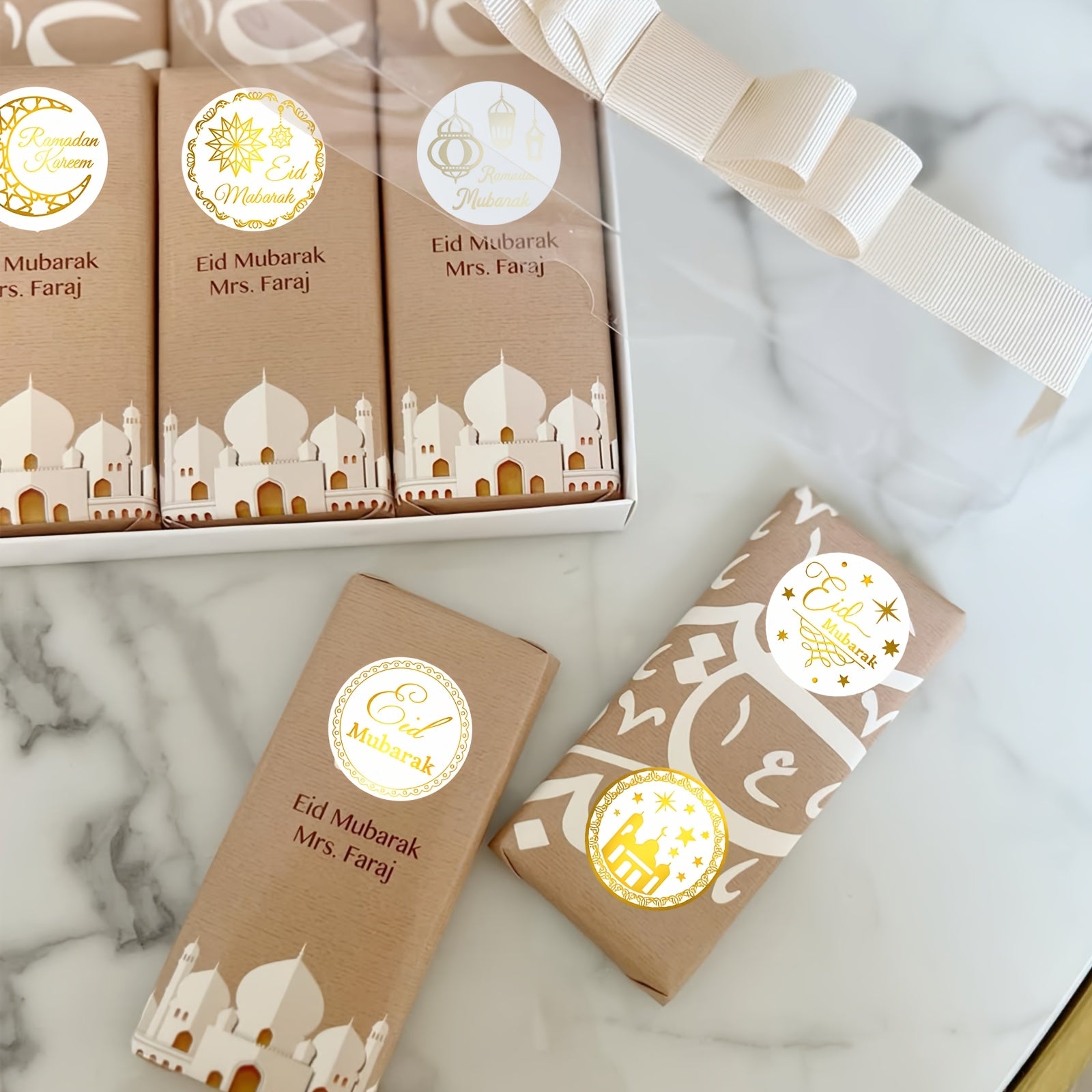 500pcs Gold Eid Ramadan Stickers for Crafts Gift Wrapping Party Decor