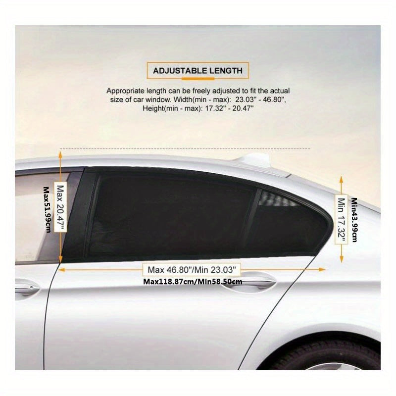 2 dona Avtomobil orqa eshik quyosh nuri himoyalovchi tarmoq nafas oladigan oynani yopish uchun quyosh nuri himoyasi