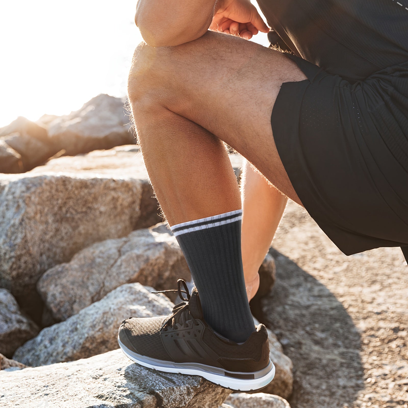 Мужские дышащие спортивные носки-каблуки, 5 пар, влажноотводящий хлопок-эластан