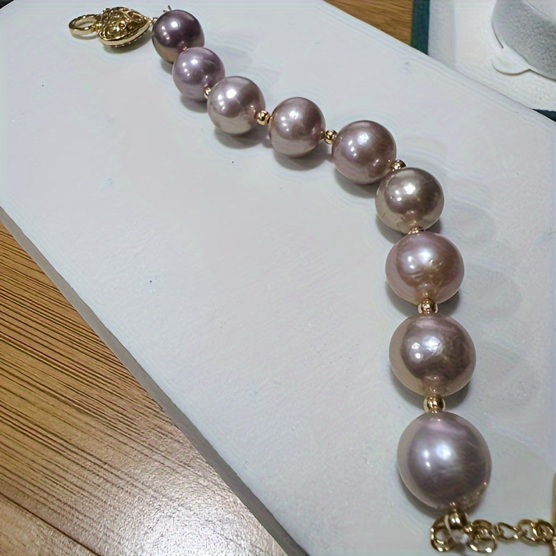 Pulsera de perlas de agua dulce moradas para mujer regalo de boda cumpleaños joyería elegante