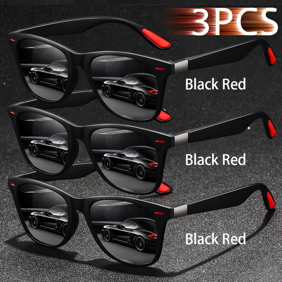 Unisex Vintage Square Glasses Full Rim Polycarbonate Frame Anti-Glare for Driving Hiking and Daily Use