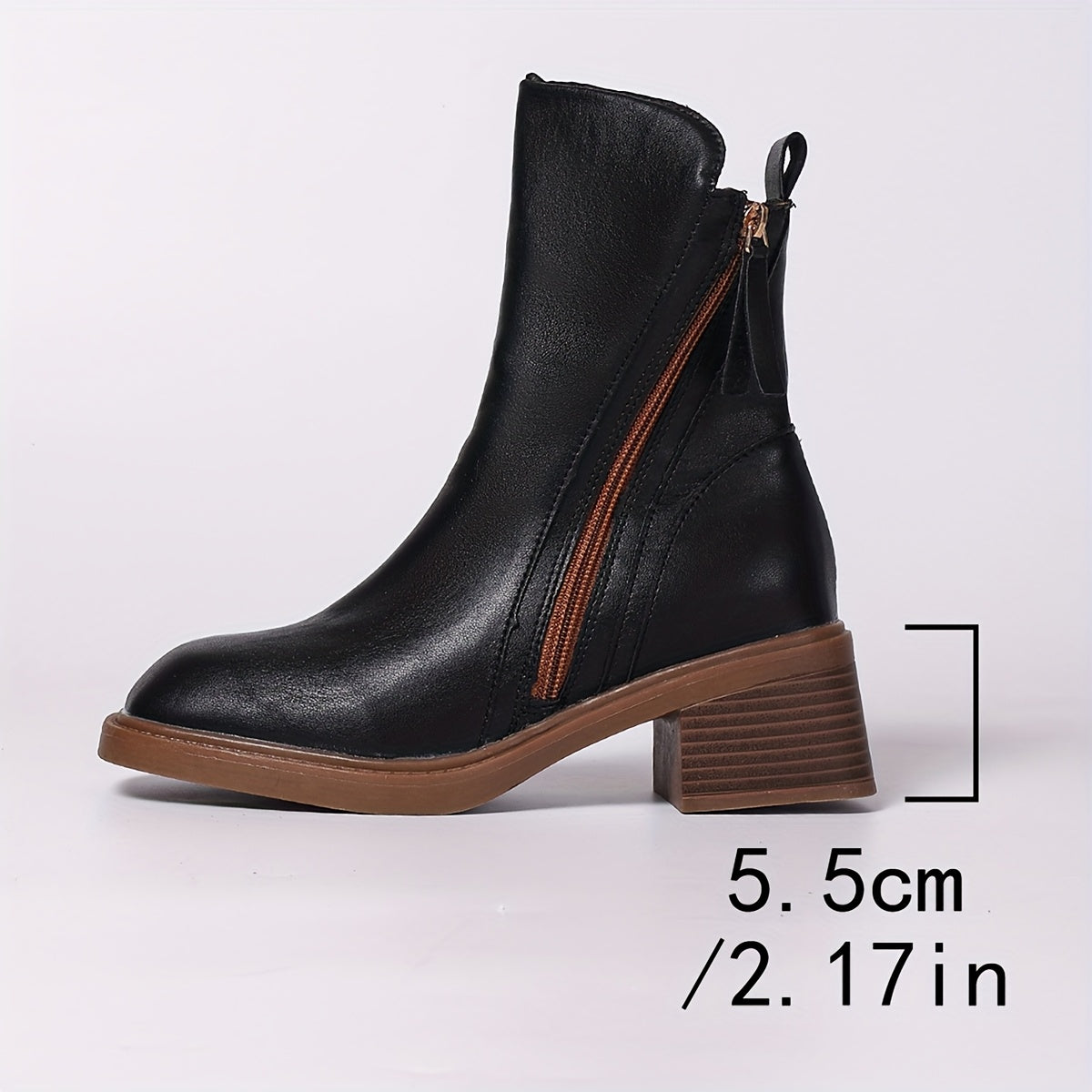 Ayollar uchun faux charmli qattiq poyabzal, zippersi bilan, qora, qishki poyabzal