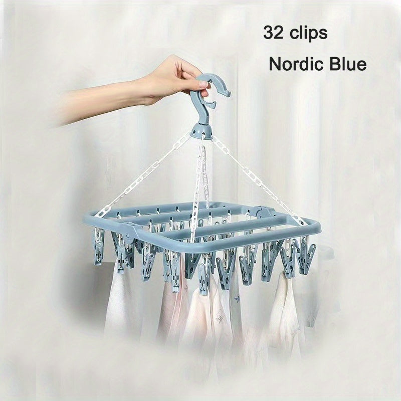 32 Clips Folding Drying Rack for Baby Toddler Accessories and Towels
