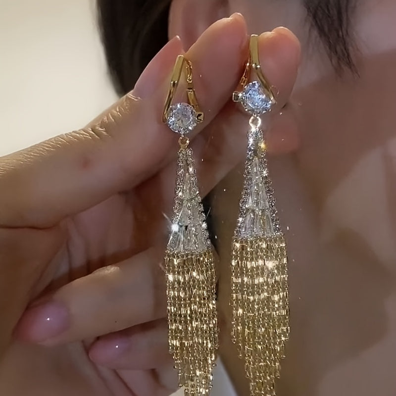 Elegant Tassel Earrings with Zirconia for Casual and Formal Wear