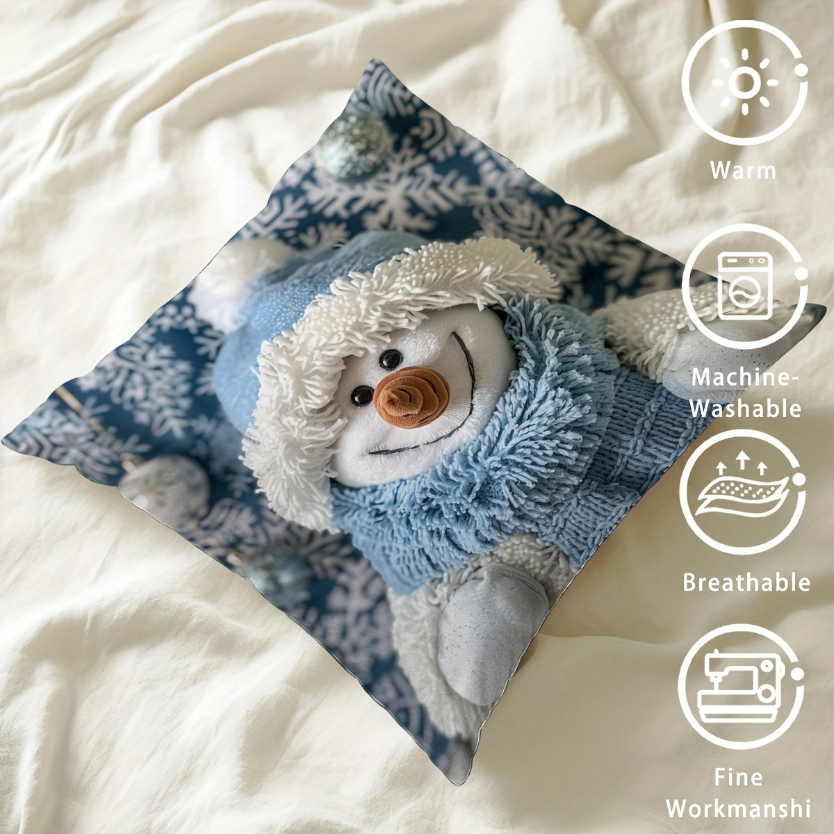 Rojdestvo qor pashasi va daraxt bosma yostiq qoplami 44.96cm bayramona uy bezaklari uchun divan va yotoqxona