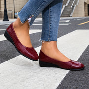 Women's Red Snake Print Mary Jane Flats Slip-On Casual Shoes