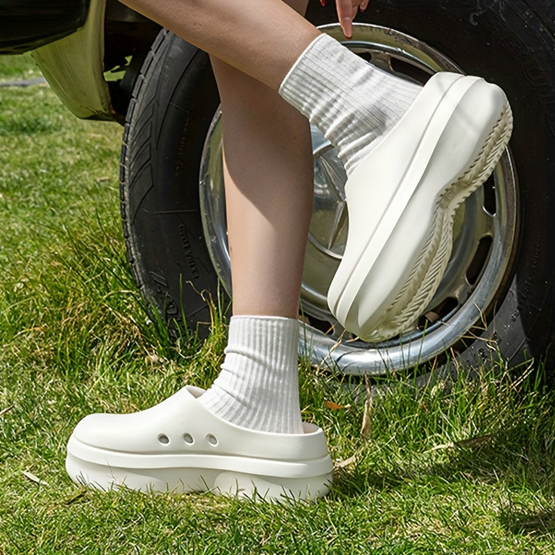 Unisex Solid Color Thick Sole Clogs Lightweight Open Toe Mules