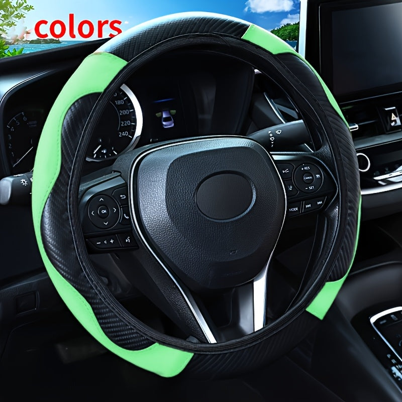 Universal karbon tolasi naqshli boshqaruv g'ildiragi qopqog'i, sirpanmaydigan PU charm, qora va qizil