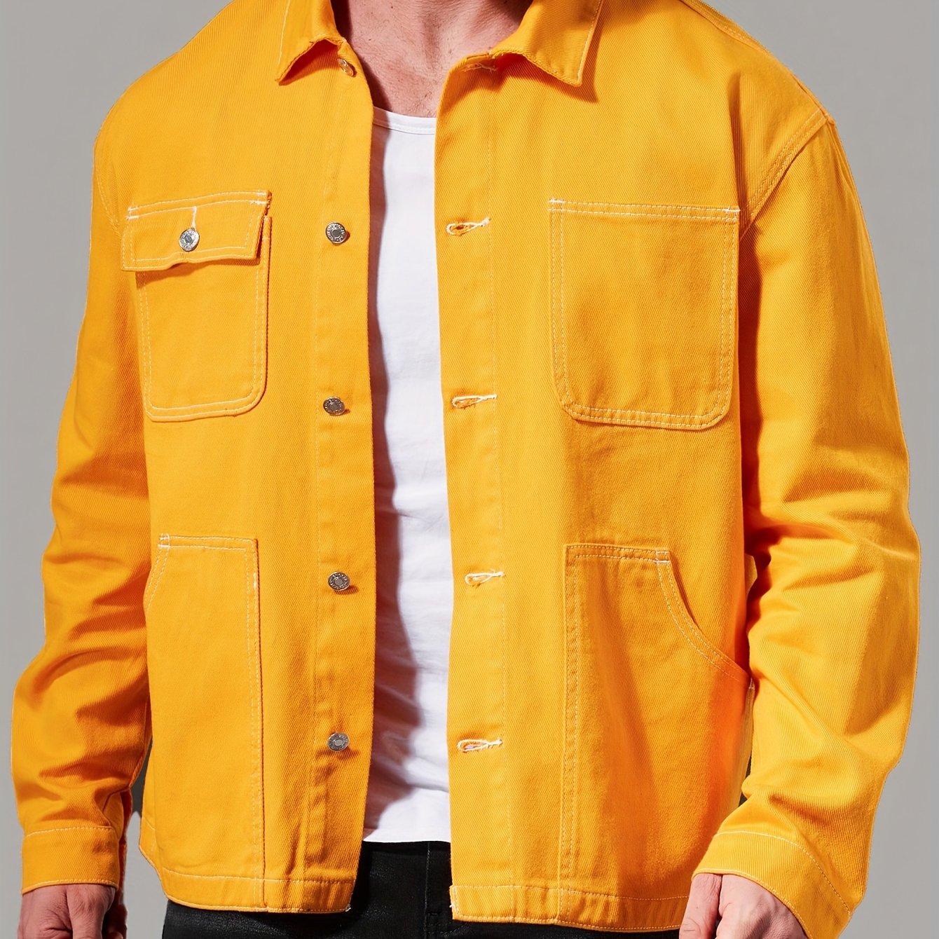 Мужская джинсовая куртка большого размера из плотного хлопка, повседневная, для весны и осени