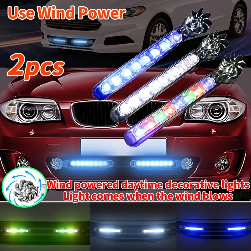 Lámparas decorativas de ventilador LED para coche 2 piezas, de rotación impulsada por el viento