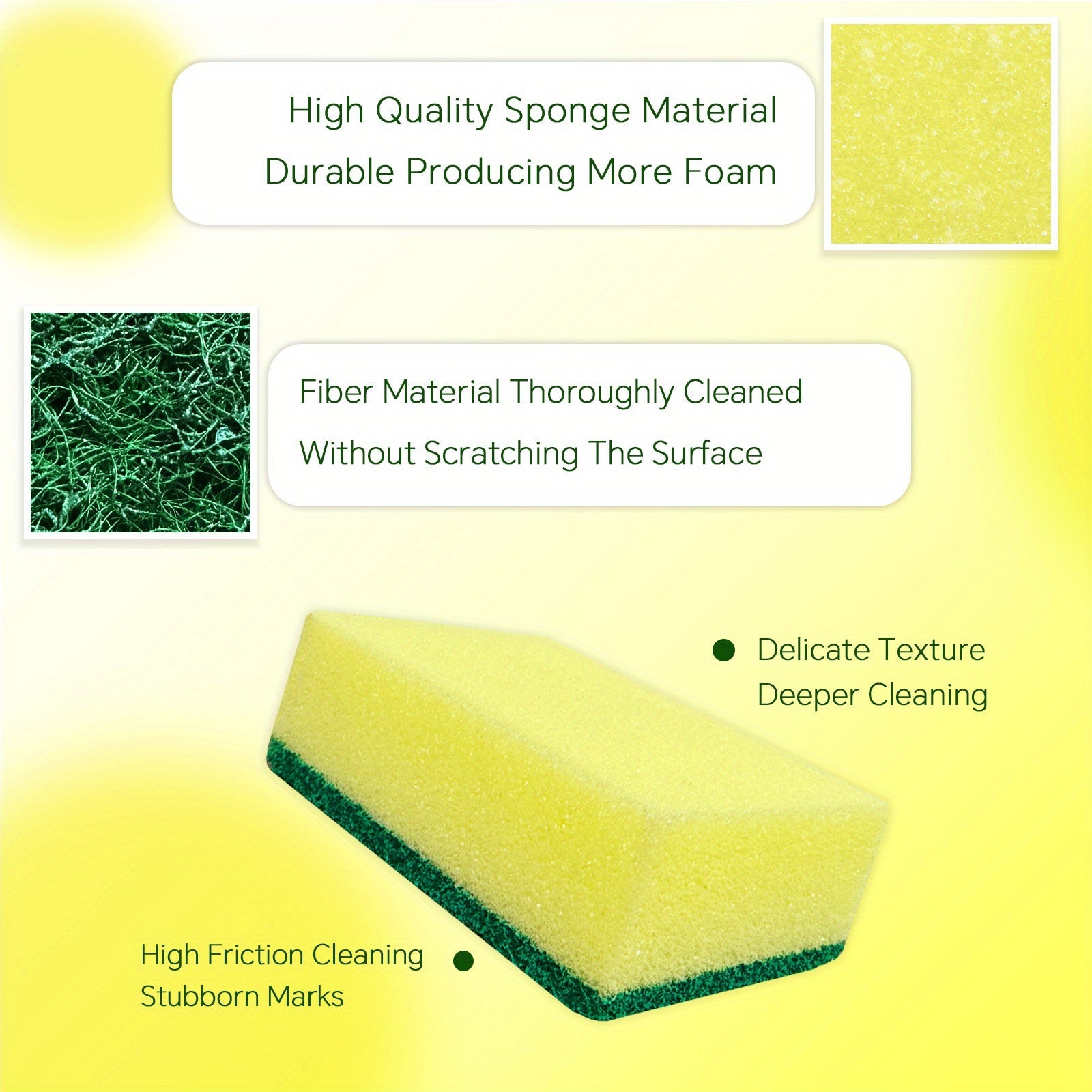 Double-Sided Cleaning Sponge Soft Absorbent and Scrubbing for Stains