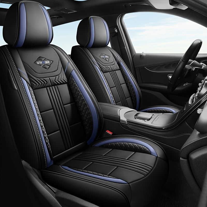 Car Seat Cover Universal Full Coverage PU Leather for 5 Seats All-Season