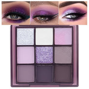 Women Glitter Eyeshadow Palette Purple Pink Baked Long Lasting Waterproof