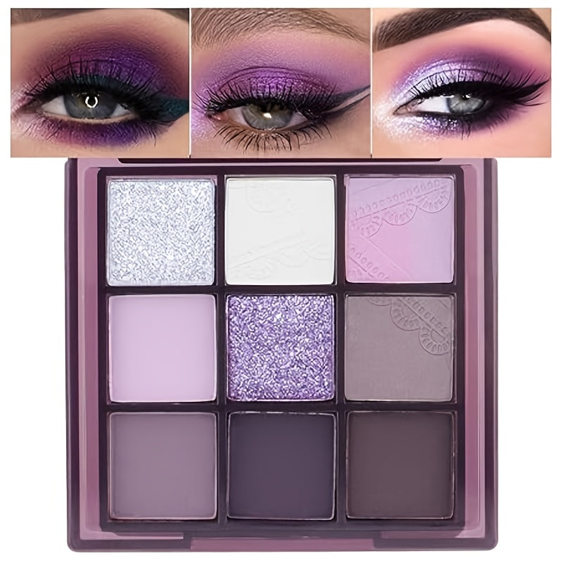Paleta de sombras de ojos con purpurina para mujer, color púrpura y rosa, horneada, de larga duración, a prueba de agua