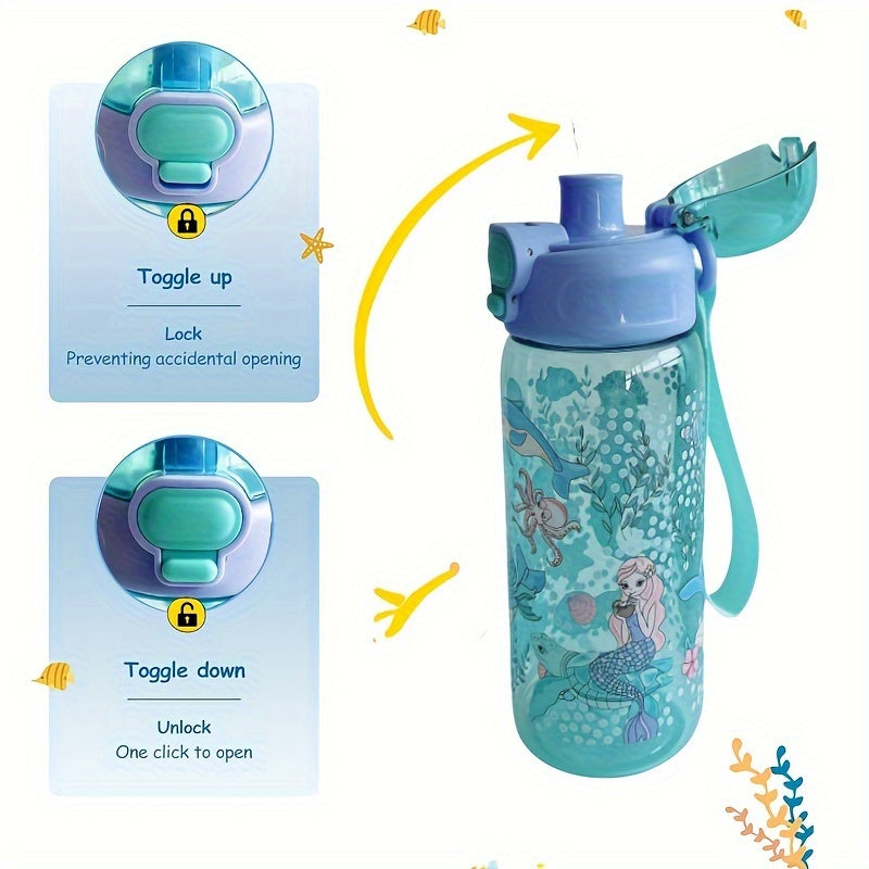 2 Pack 20oz Thermal Transfer Water Bottles with Cartoon Pattern and Handles for Home and Outdoor