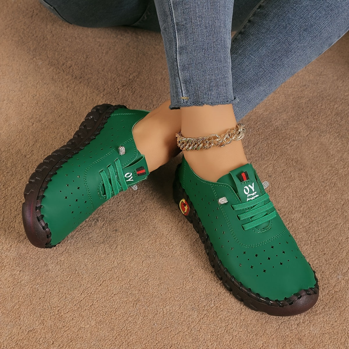 Women's Casual Slip-On Shoes Orange Faux Cover Rubber Sole All-Season