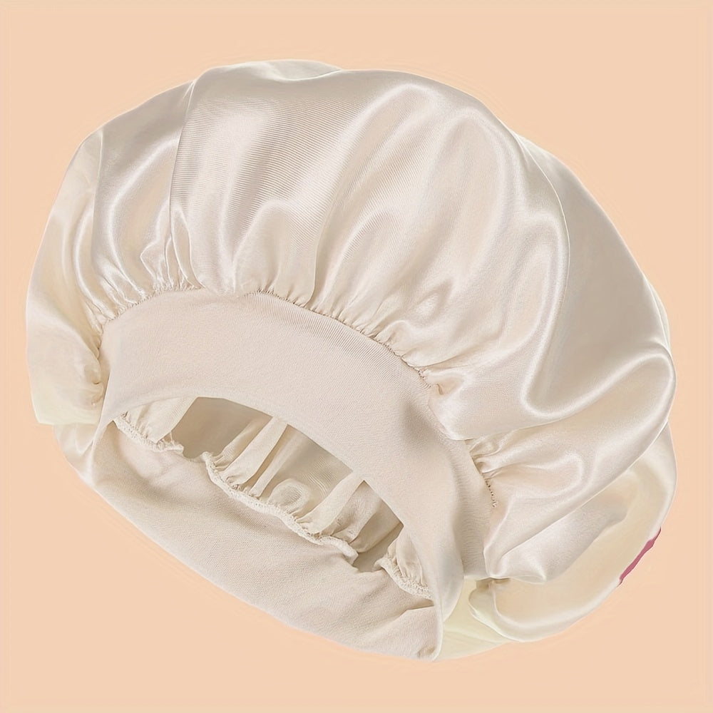 Women's Satin Sleep Cap with Wide Brim for Shower and Bed Use