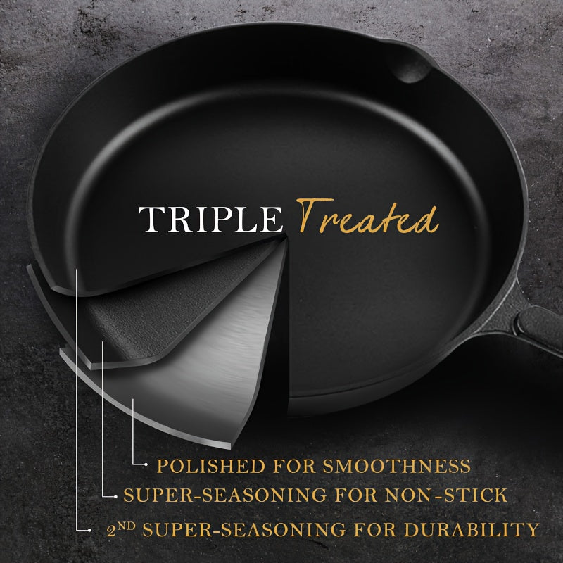 Deep Frying Pan 25.91cm Non-Stick Cast Iron Skillet for Gas and Induction