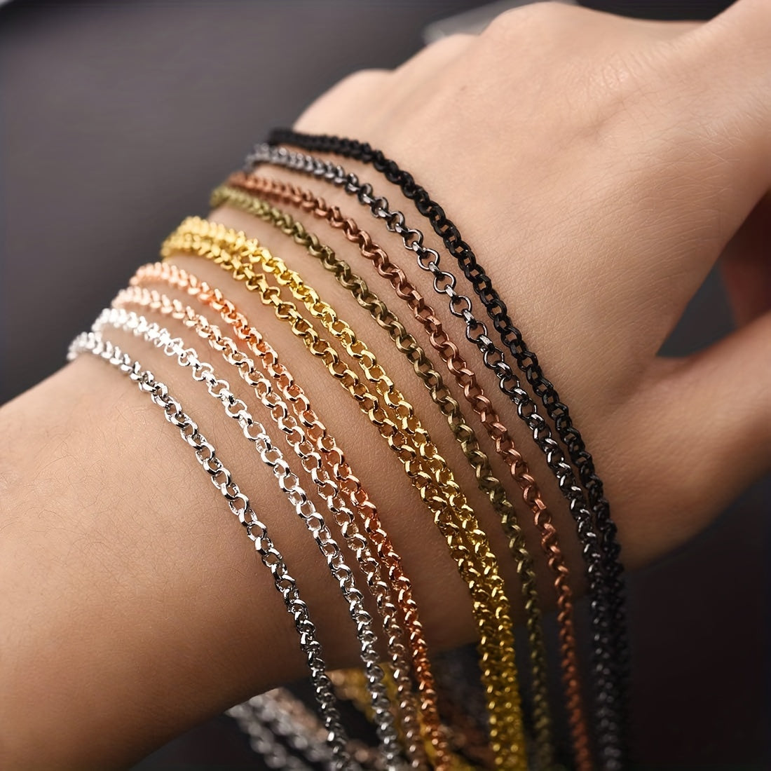 Pack of 10 Brass-Tone Link Cable Necklace Chains 53.34cm Lobster Clasps Jewelry Making