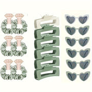 18-Piece Bridal Hair Accessory Set with Scrunchies and Claw Clips for Bridesmaids