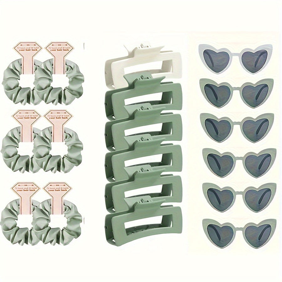 18-Piece Bridal Hair Accessory Set with Scrunchies and Claw Clips for Bridesmaids