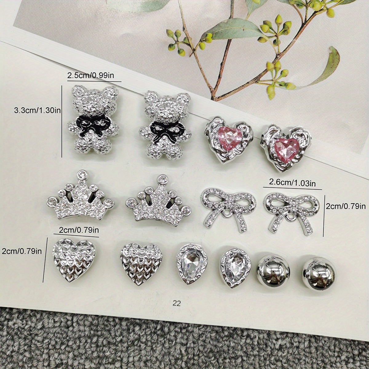 Women's Silver Water Droplet Shoe Charms with Rhinestones and Bow-Knot Decor