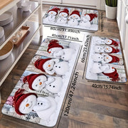 Christmas Snowman Kitchen Mat Non-Slip Absorbent Stain-Resistant Entryway Decor
