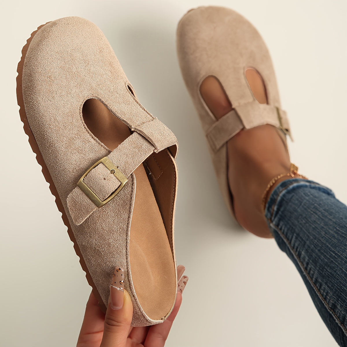 Women's Platform Slip-On Sandals with EVA Sole, Arch Support, Beige