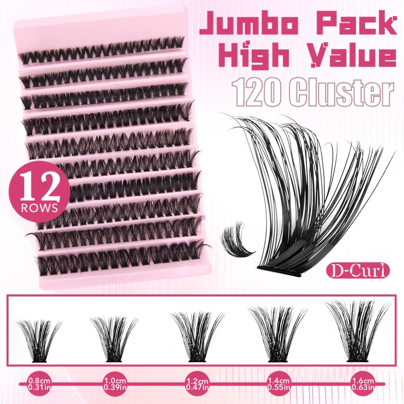 DIY Eyelash Extension Kit with 30P, 40P, 80P Clusters, 0.07mm C and D Curls, 8-16mm for Beginners