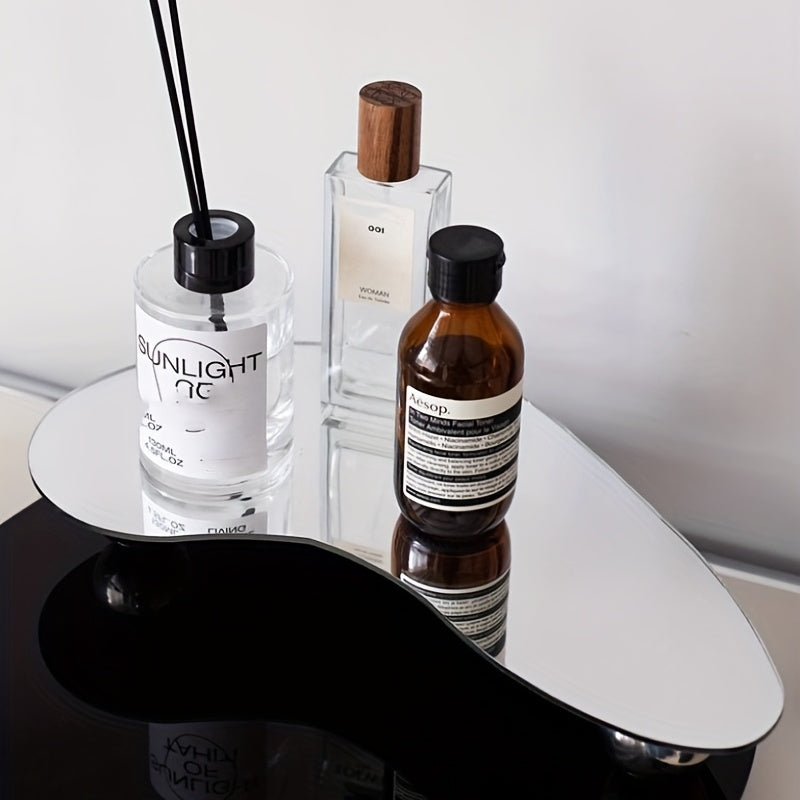 Black Acrylic Moon-Shaped Geometric Tray for Aromatherapy and Home Decor