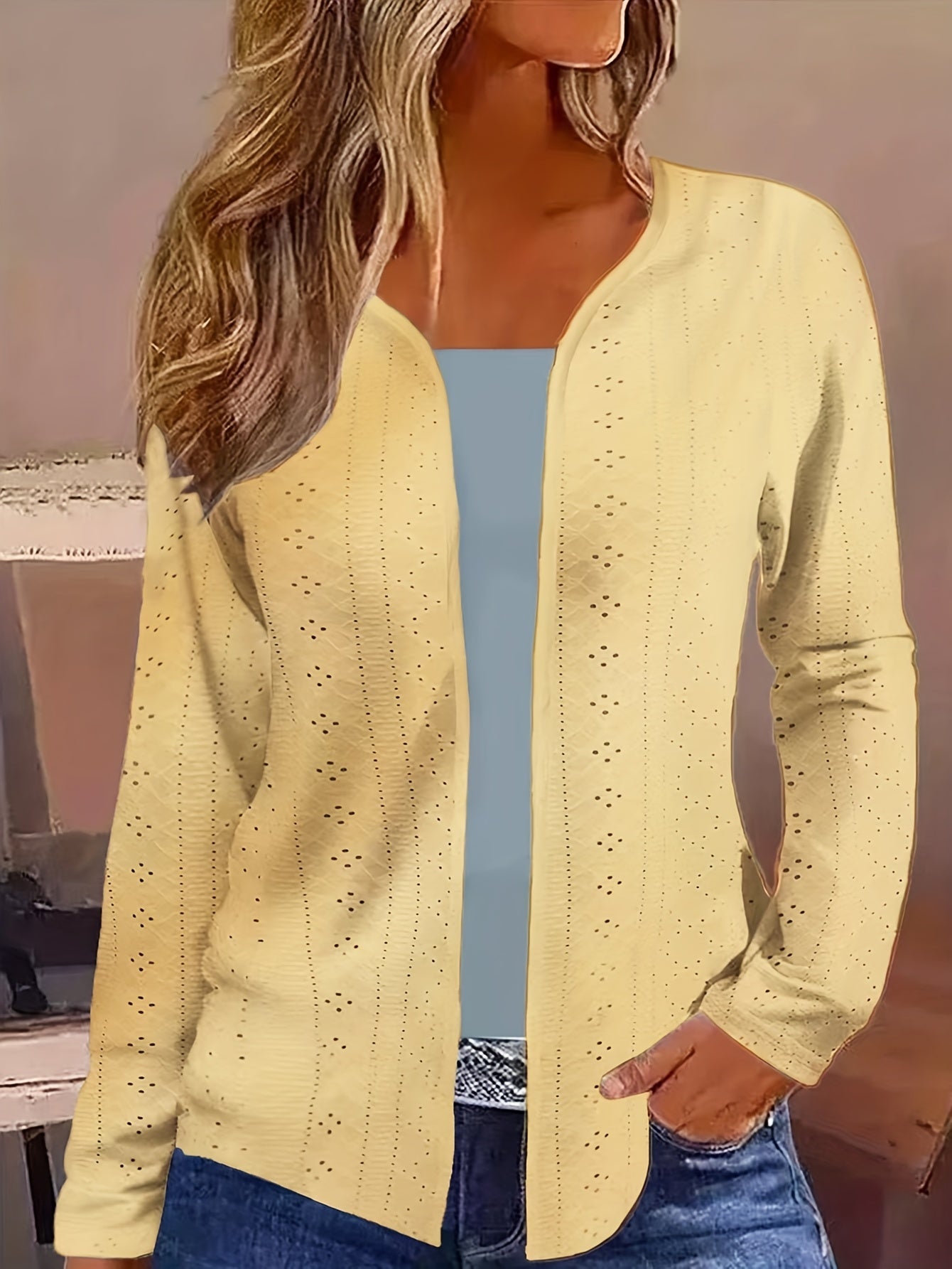 Plus Size Textured Cardigan Women's Casual Jacket, Versatile and Stylish