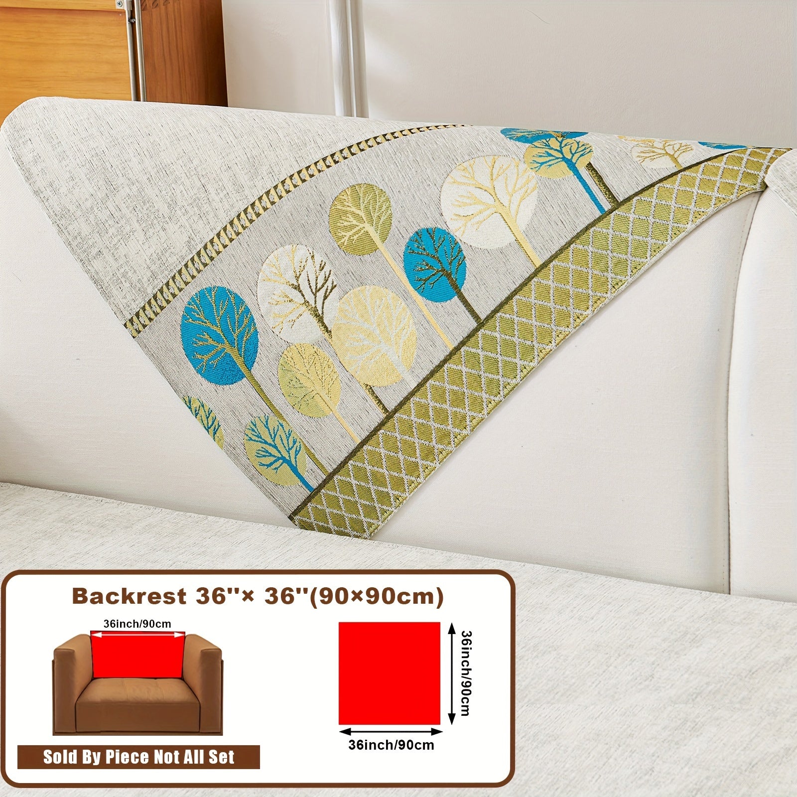 Boho Chic Jacquard Chenille Sofasi Qoplamasi Oygʻon Daraxt Mavzusi Boshqalar uchun Yoqimli Qattiq Yuvilishi Oʻz-oʻzidan yopishmaydigan Bardoshli Qalinlashtirilgan 4 oʻrindiqli kresloni mos keladi