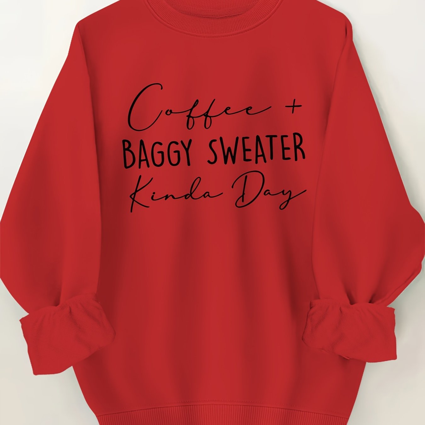 Plus Size Letter Print Sweatshirt Women’s Casual Long Sleeve Crew Neck Pullover