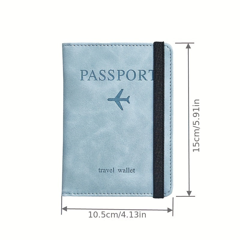 RFID Passport Holder Wallet with Faux Leather Lightweight Foldable Travel Document Organizer