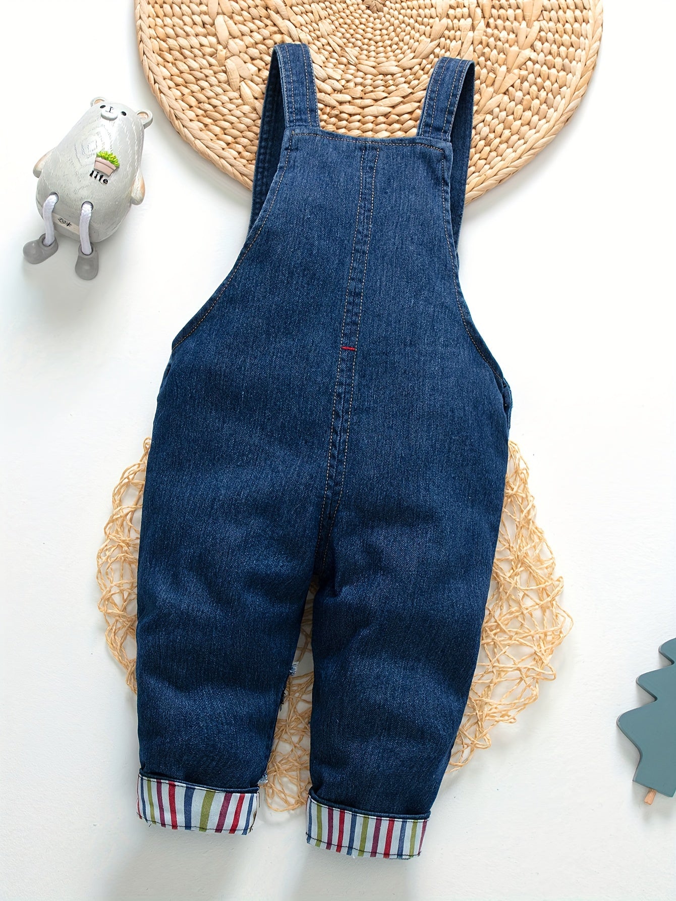 Children's Denim Overalls for Kids with Embroidered Animal Designs Cotton Blend Spring Fall