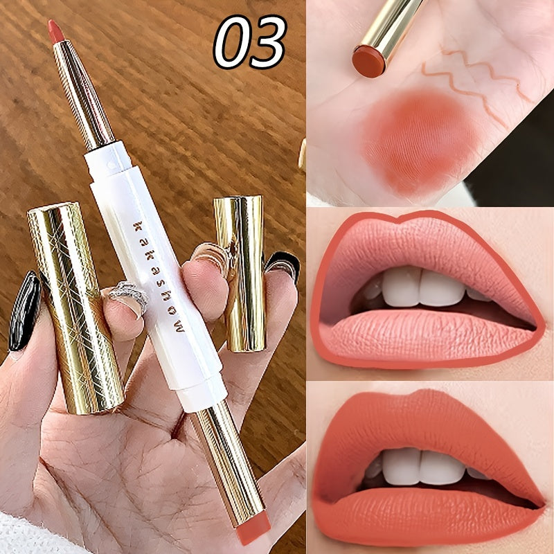 Mujeres lápiz labial de doble extremo de larga duración y antiadherente, resistente al agua