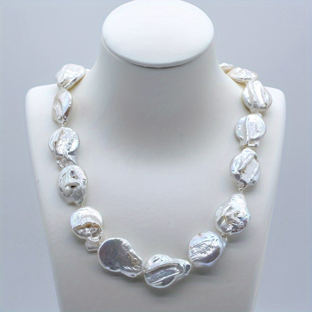 Women's Baroque Pearl Necklace Natural White Freshwater Irregular Teardrop Jewelry