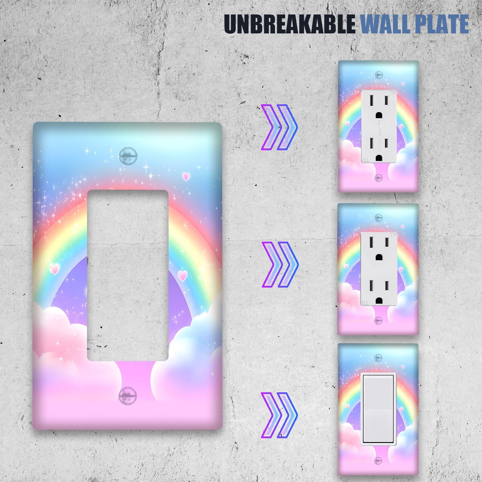 Rainbow Light Switch Wall Plate for Indoor Outdoor Use in Bedroom Kitchen Bathroom